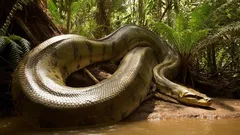 De afmetingen van deze slang, vergeleken met een anaconda, verklaren waarom dit reptiel als onoverwinnelijk werd beschouwd